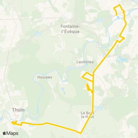 TEC Monceau-s/-Sambre (Moulin) - Gozée - Thuin map