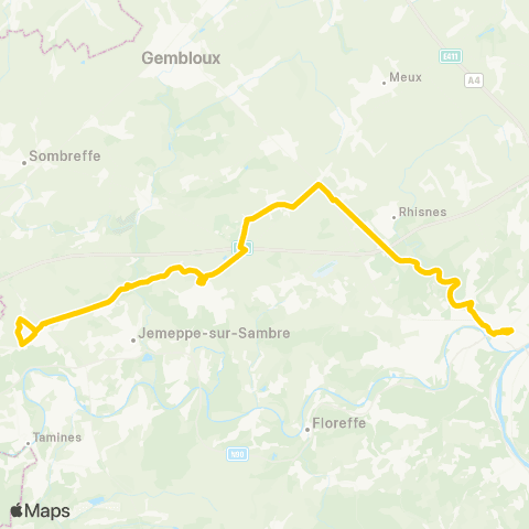 TEC Namur - Rhisnes - les Isnes - Velaine map