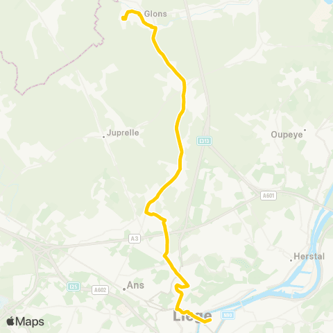 TEC Liège - Rocourt - Liers - Slins - Glons map