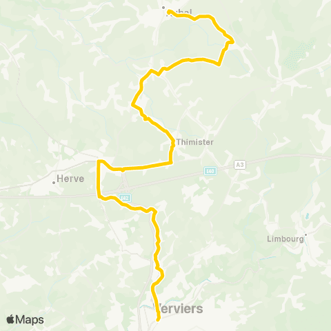 TEC Verviers - Battice - Thimister - Aubel map