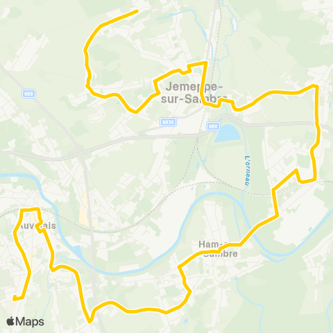 TEC Jemeppe-sur-Sambre - Moustier - Auvelais map