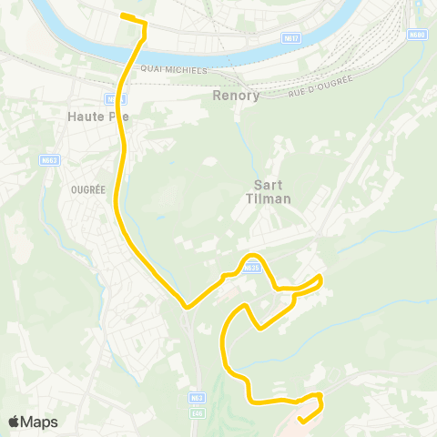 TEC Sclessin - Sart-Tilman - CHU map