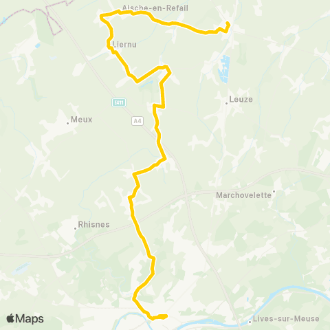 TEC Namur - Aische - Eghezée map