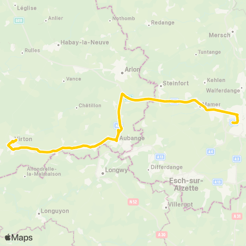TEC Virton - Aubange - Luxembourg map