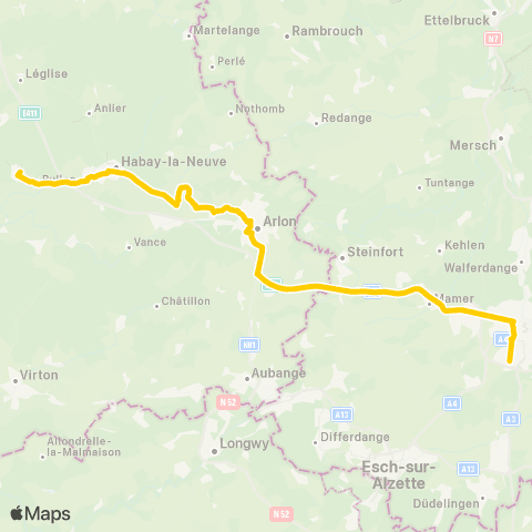 TEC Marbehan - Habay - Arlon - Luxembourg map