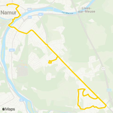 TEC Namur - Naninne map