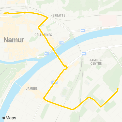 TEC Namur (Gare) - Jambes (Renforcement) map