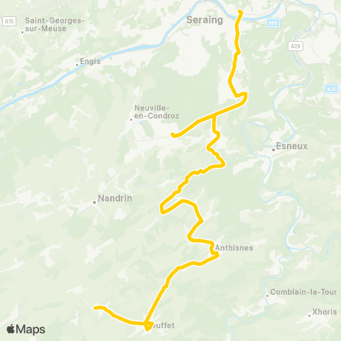TEC Liège - Boncelles - Anthisnes - Ouffet - Warzée map