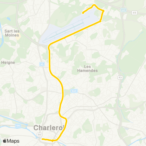 TEC Charleroi Gare Centrale - Charleroi Airport map
