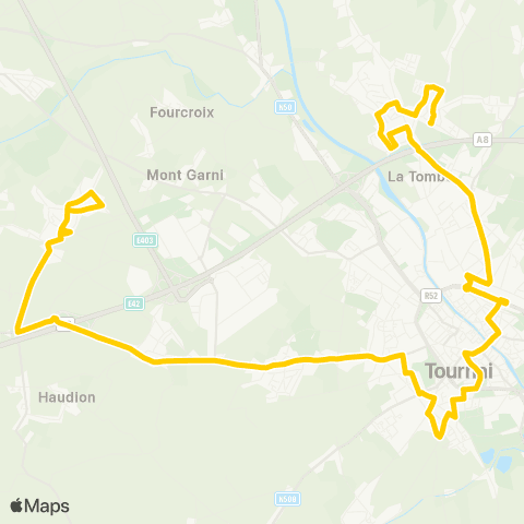 TEC Tournai City : Kain - Tournai - Blandain map