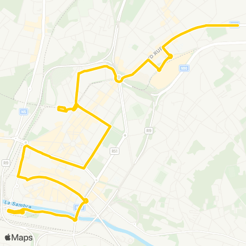 TEC City Bus Charleroi Ville Haute - Ville Basse map