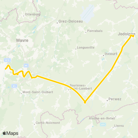 TEC Jodoigne - Louvain-la-Neuve - Ottignies (Express) map