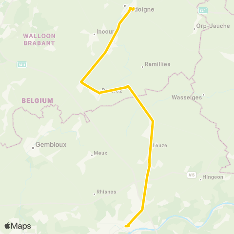 TEC Namur - Jodoigne map