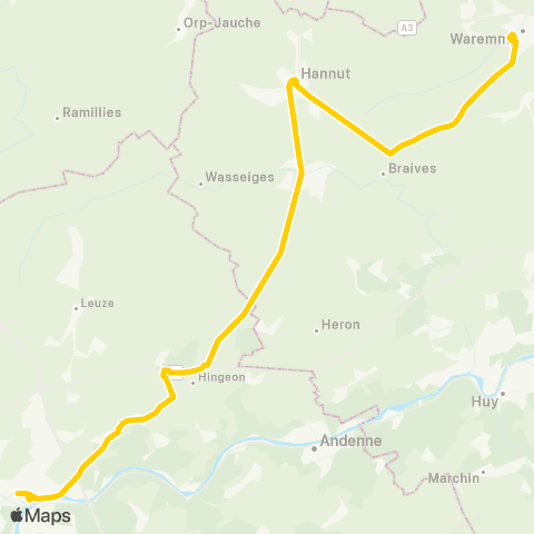 TEC Namur - Hannut - Waremme map