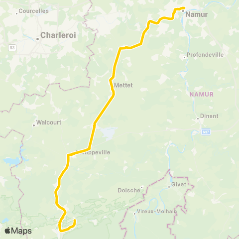 TEC Namur - Couvin map