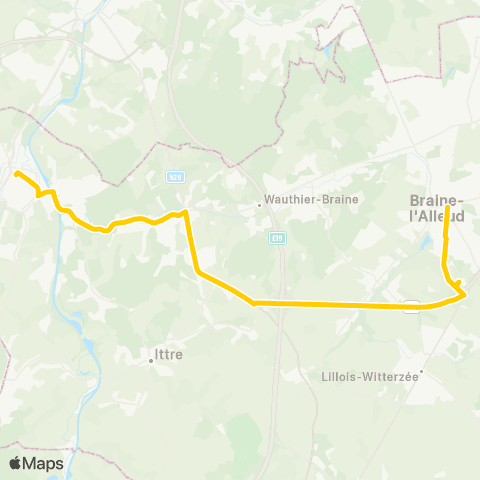TEC Tubize - Braine-l'Alleud (Express) map