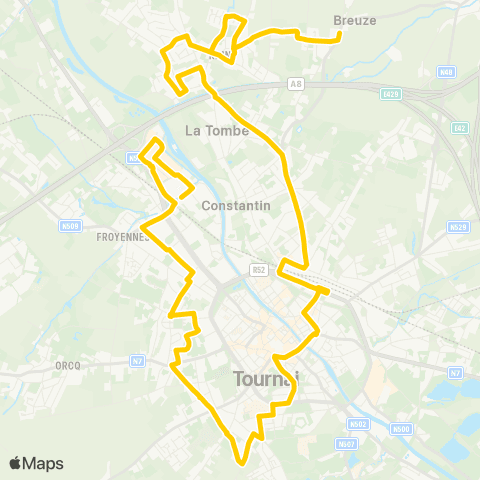 TEC Tournai City : Tournai - Kain map