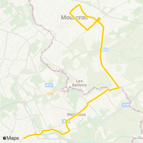 TEC Mouscron / Moeskroen - Roubaix map