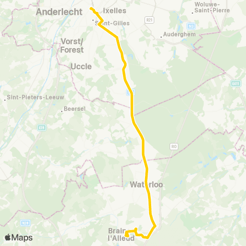 TEC Bruxelles / Brussel - Waterloo - Braine-l'Alleud map