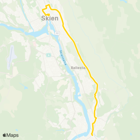 Farte Skien-Ballestad-Porsgrunn map