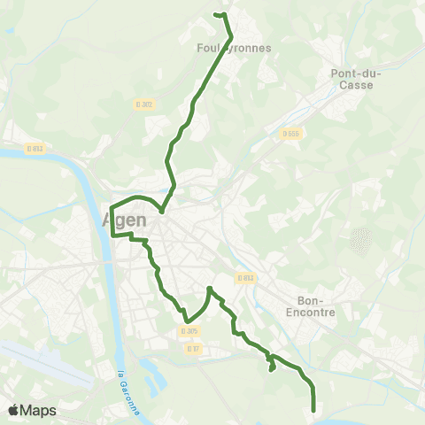 Tempo Foulayronnes - Gare - Préf. - Clinique Esquirol - Gardès - St-Pierre-de-Gaubert (via Jasmin) map