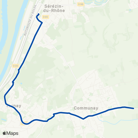 TER Auvergne-Rhône-Alpes Communay - Sérézin map