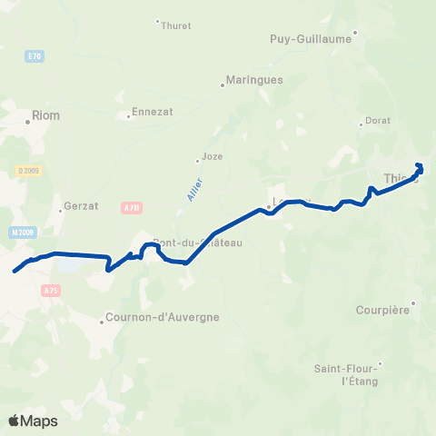 TER Auvergne-Rhône-Alpes Clermont-Ferrand - Thiers map