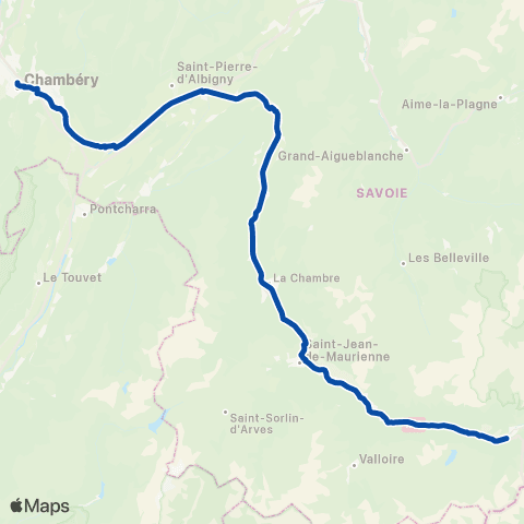 TER Auvergne-Rhône-Alpes Lyon Part Dieu - Chambéry - Modane Ft map