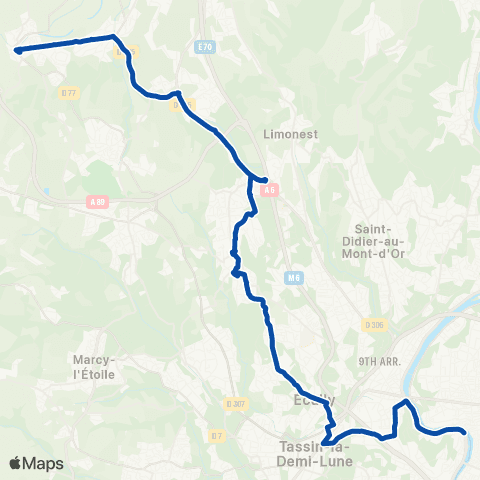 TER Auvergne-Rhône-Alpes Lozanne - Tassin map