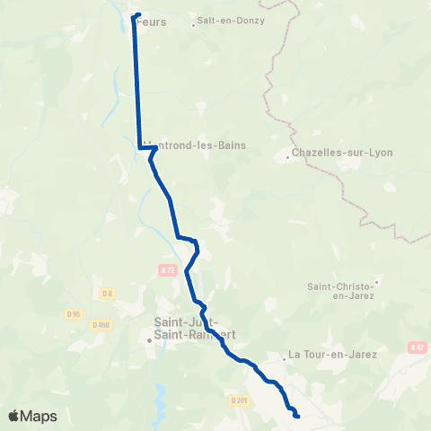TER Auvergne-Rhône-Alpes Saint-Étienne - Roanne map