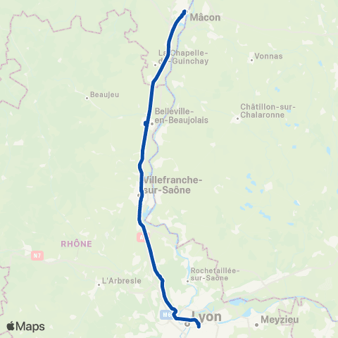 TER Auvergne-Rhône-Alpes Lyon Part Dieu - Mâcon map