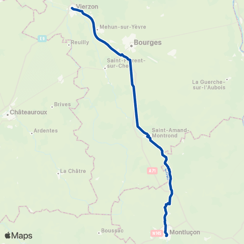 TER Auvergne-Rhône-Alpes Montluçon - Vierzon map