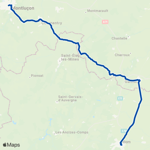 TER Auvergne-Rhône-Alpes Clermont-Ferrand - Montluçon map
