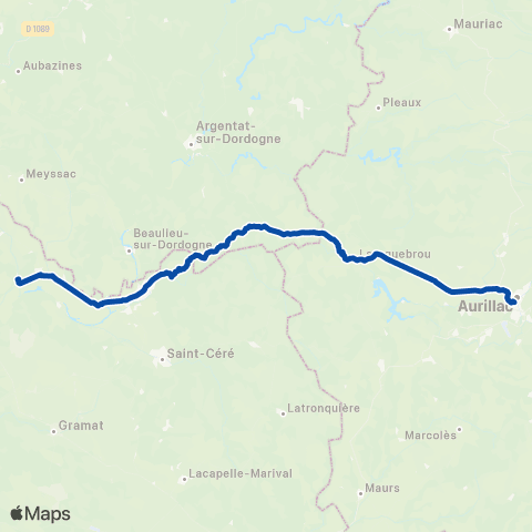 TER Auvergne-Rhône-Alpes Aurillac - Brive-la-Gaillarde map