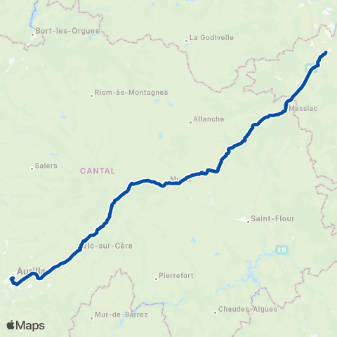 TER Auvergne-Rhône-Alpes Clermont-Ferrand - Aurillac map