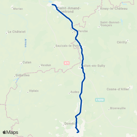 TER Auvergne-Rhône-Alpes Commentry - Montluçon - St Amand map