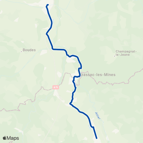 TER Auvergne-Rhône-Alpes Brioude - Clermont-Ferrand map