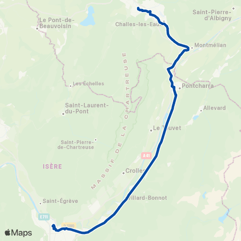 TER Auvergne-Rhône-Alpes Grenoble - Chambery map