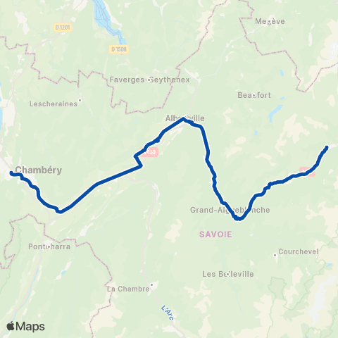 TER Auvergne-Rhône-Alpes Chambery - Bourg St-Maurice map