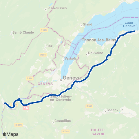TER Auvergne-Rhône-Alpes Bellegarde - Évian les Bains map