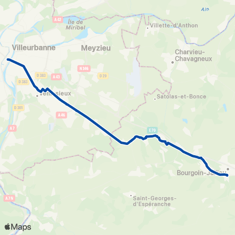 TER Auvergne-Rhône-Alpes Lyon Perrache - Saint-André le Gaz map