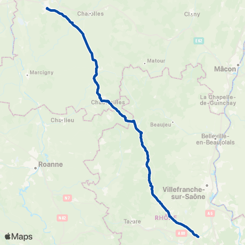 TER Auvergne-Rhône-Alpes Lyon Perrache - Lyon Part Dieu - Paray - Nevers - Tours map