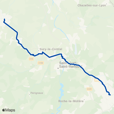 TER Auvergne-Rhône-Alpes Saint-Étienne - Boën map