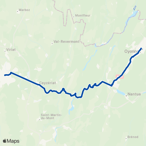 TER Auvergne-Rhône-Alpes Bourg en Bresse - Oyonnax map