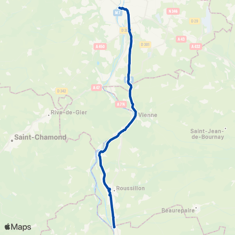 TER Auvergne-Rhône-Alpes Mâcon - Lyon Perrache - Valence map