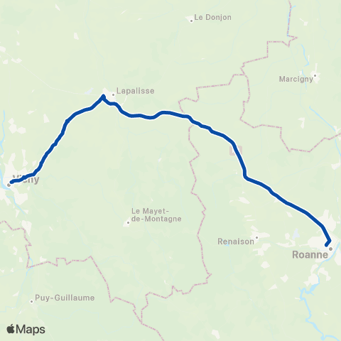 TER Auvergne-Rhône-Alpes Lyon Perrache - Lyon Part Dieu - Clermont-Ferrand map