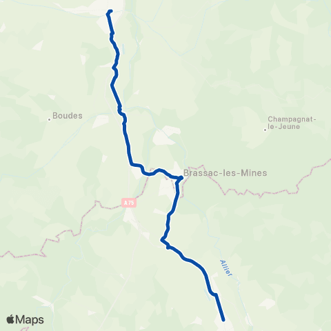 TER Auvergne-Rhône-Alpes Brioude - Clermont - Nevers map