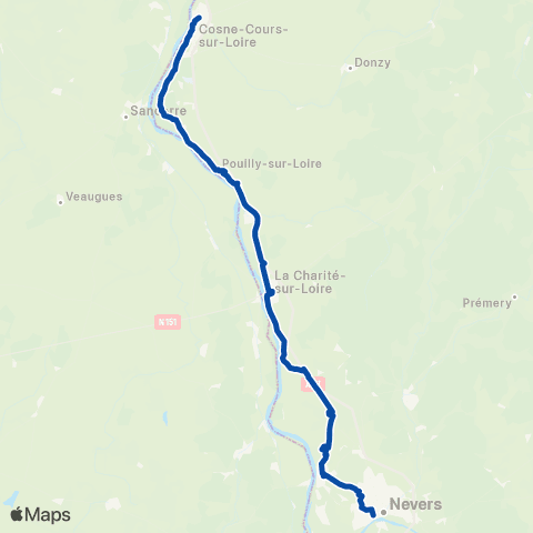 TER Mobigo (Bourgogne-Franche-Comté) Nevers - Cosne map