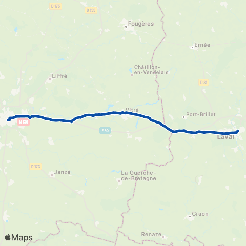 BreizhGo Bretagne Nantes - Rennes map