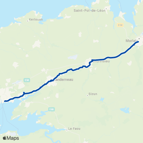 BreizhGo Bretagne Morlaix - Brest map